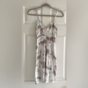 Tie dye cotton dress one size light tan and white